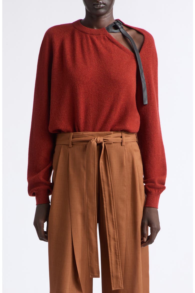 Cutout Crewneck Wool & Cashmere Sweater, Main, color, BRICK MELANGE