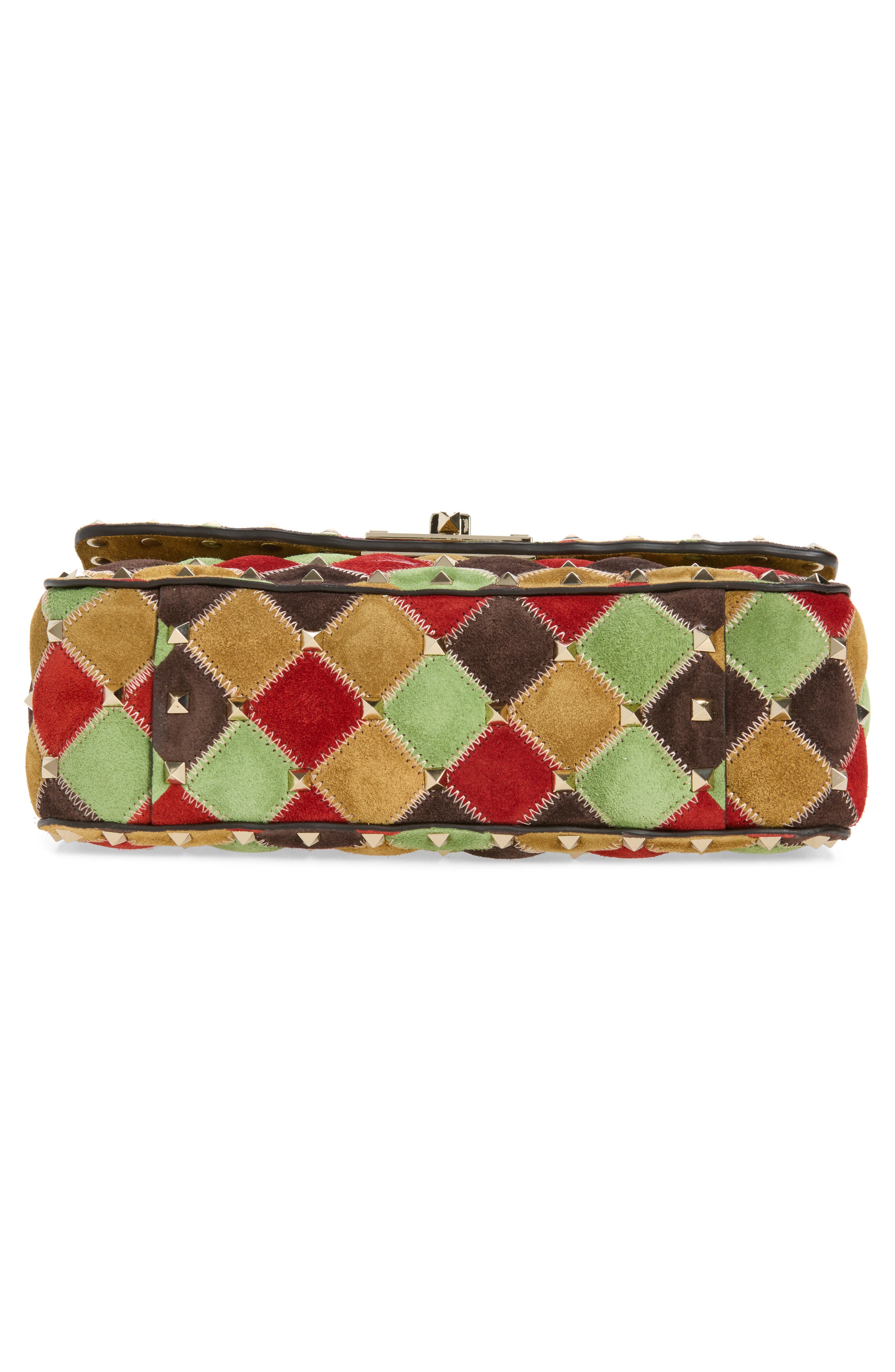 Rockstud Small Leather Shoulder Bag, Alternate, color, BROWN MULTI