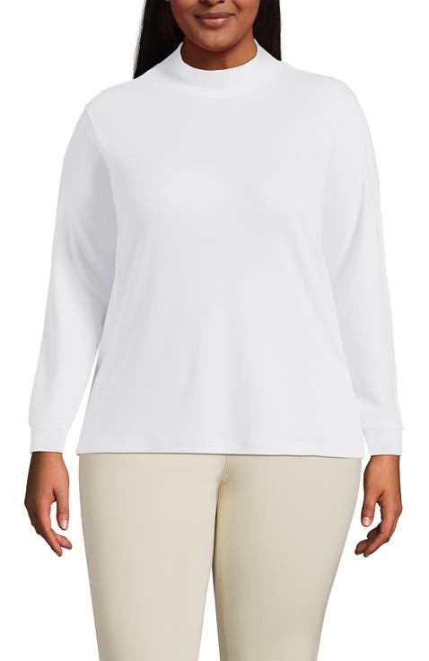 Relaxed Cotton Long Sleeve Mock Turtleneck