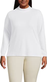 Lands' End Relaxed Cotton Long Sleeve Mock Turtleneck
