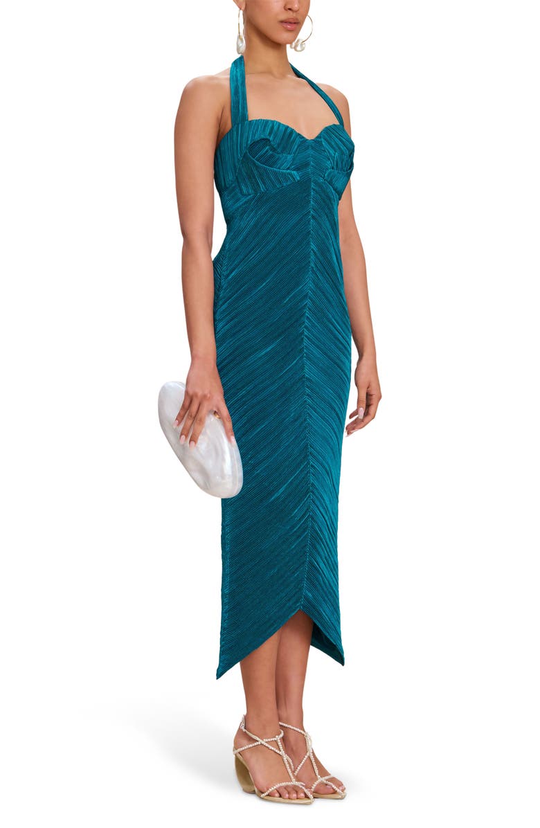 Cult Gaia Milo Plissé Halter Midi Dress, Alternate, color, Sea Moss