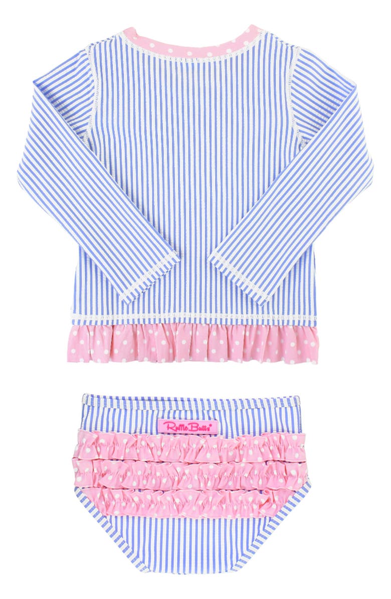 RuffleButts Seersucker Two-Piece Rashguard Swimsuit, Alternate, color, 