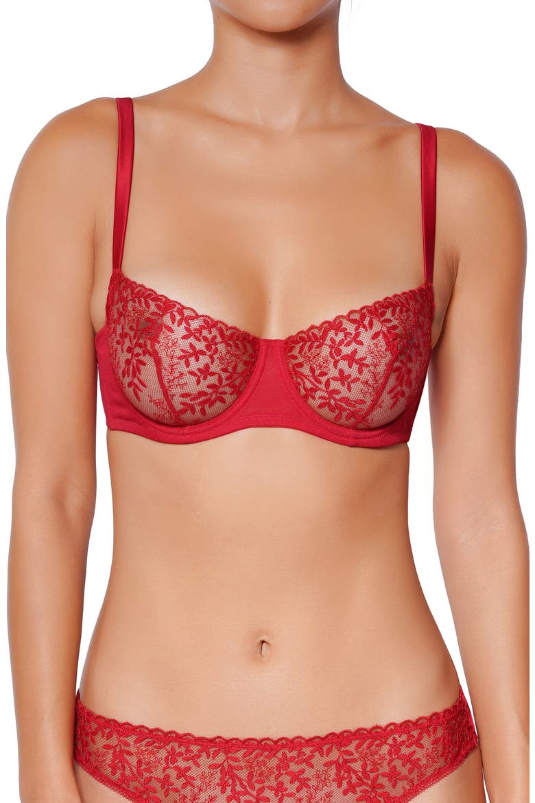 Eglantine Lace Underwire Bra, Alternate, color, RED