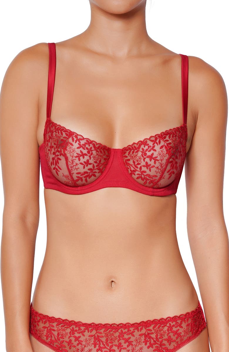 Huit Eglantine Lace Underwire Bra, Alternate, color, Red