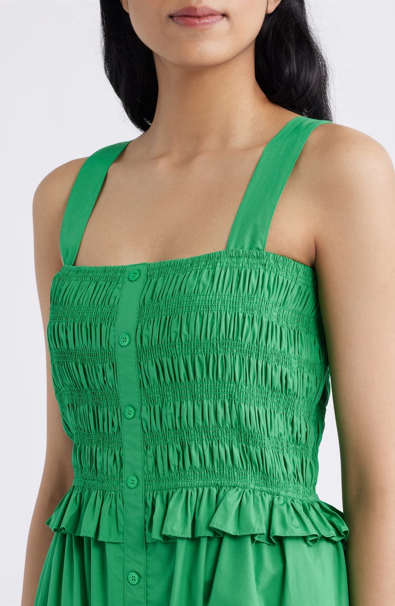 Eliza J Smock Bodice Cotton Midi Sundress, Alternate, color, Green
