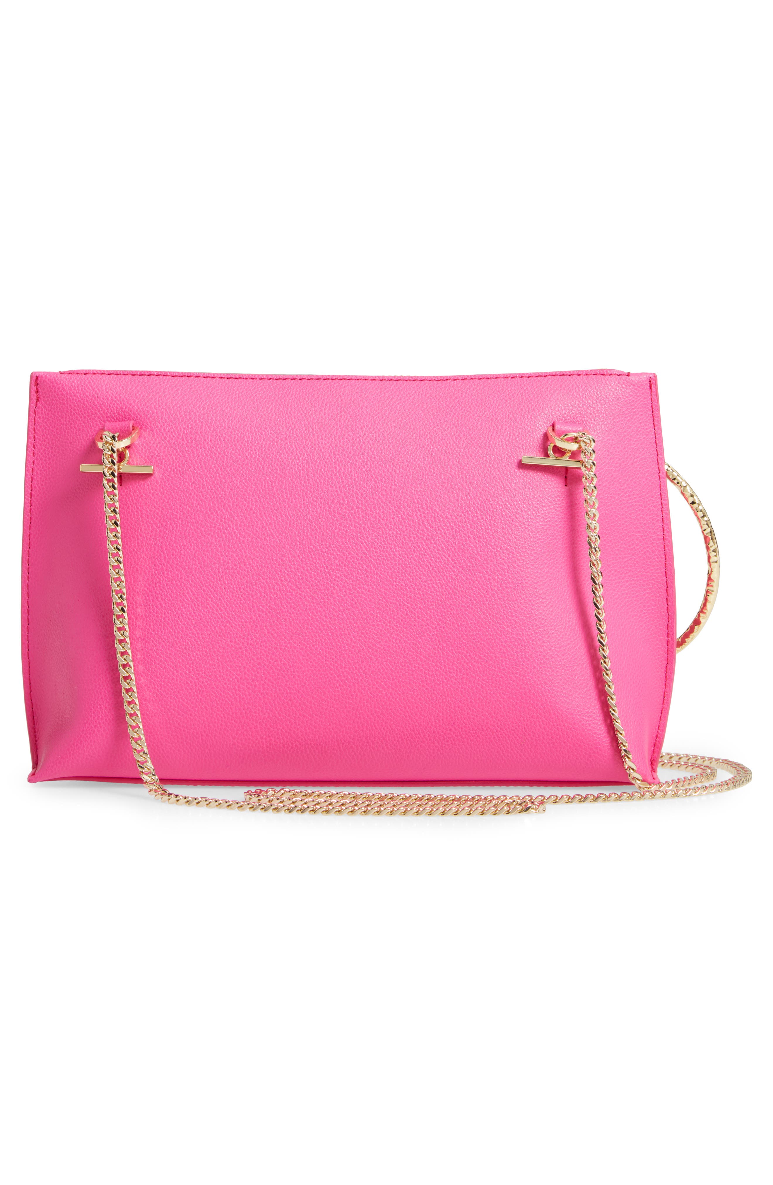Ingaah Ring Handle Leather Crossbody Bag, Alternate, color, BRIGHT PINK