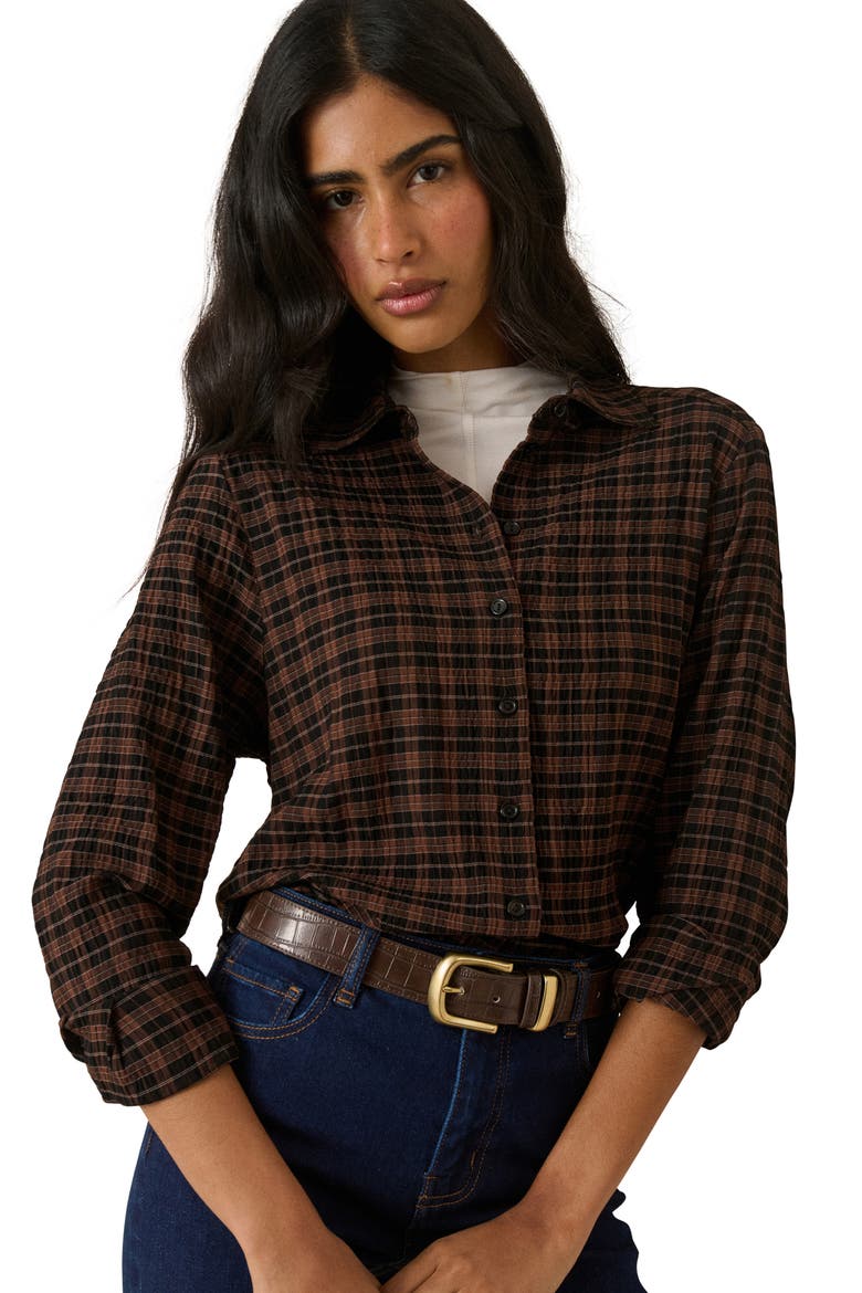 Delta Oversize Button-Up Shirt, Alternate, color, BROWN