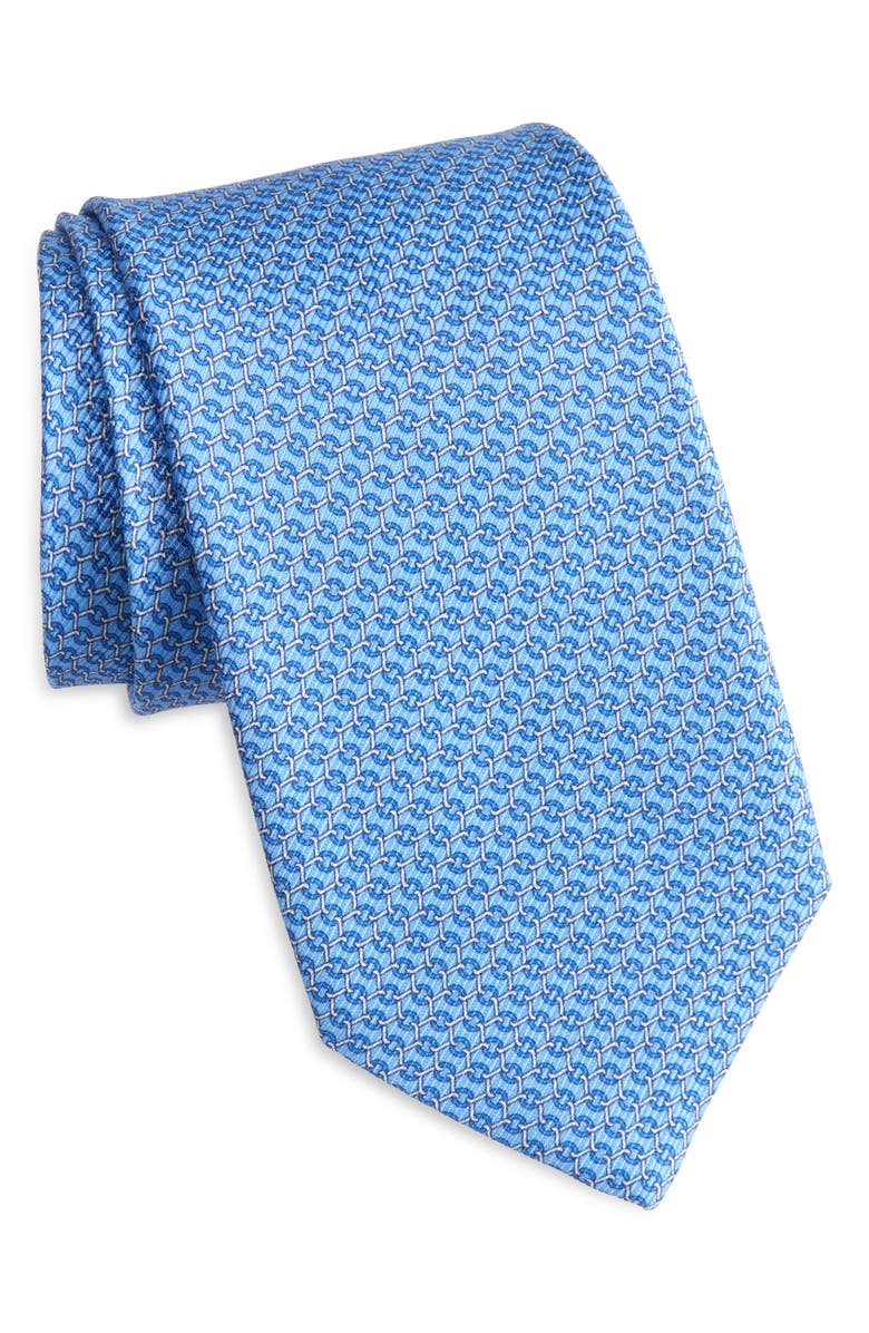 David Donahue Chainlink Print Silk Tie, Main, color, 