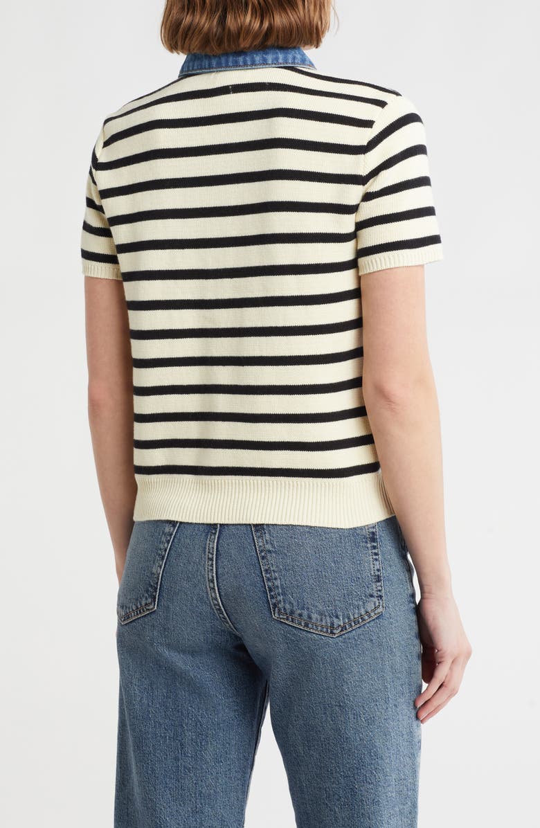 INDUSTRY REPUBLIC CLOTHING Mixed Media Sweater, Alternate, color, Ivory/ Black Stripe/ Denim