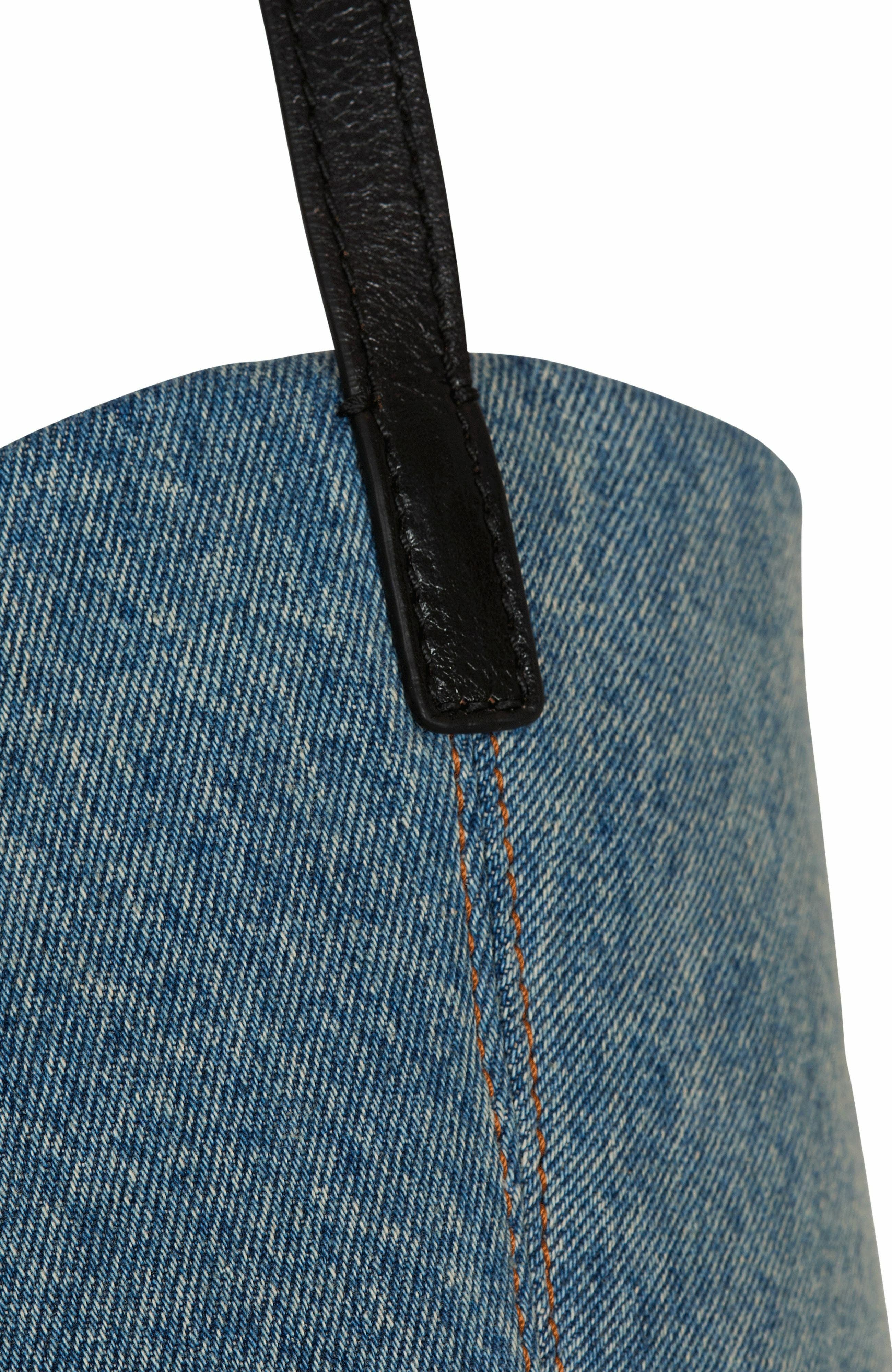 Balmain Track Denim Tote Bag, Alternate, color, Blue