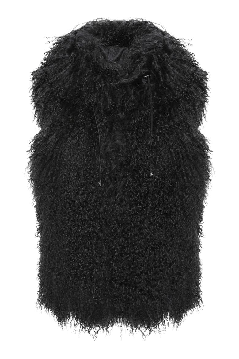 Reversible Genuine Shearling Vest With Wool And Cashmere Blend Back, Alternate, color, BLACK/BLACK