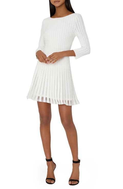 Tabitha Sheer Stripe Long Sleeve Godet Minidress