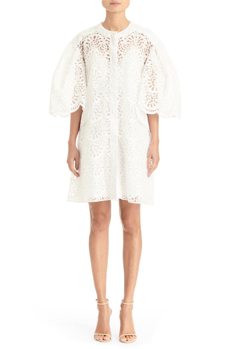 Dramatic Sleeve Broderie Anglaise Jacket, Main, color, WHITE