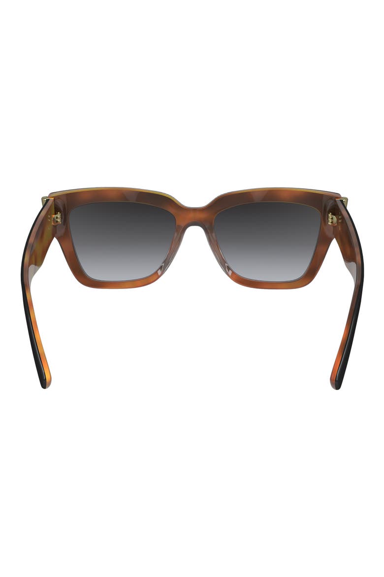 53mm Gradient Modified Rectangular Sunglasses, Alternate, color, BLACK/HAVANA