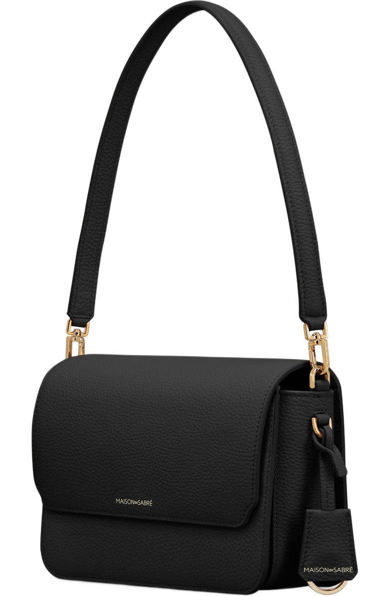 MAISON de SABRÉ Medium Leather Flap Bag, Alternate, color, Black Caviar