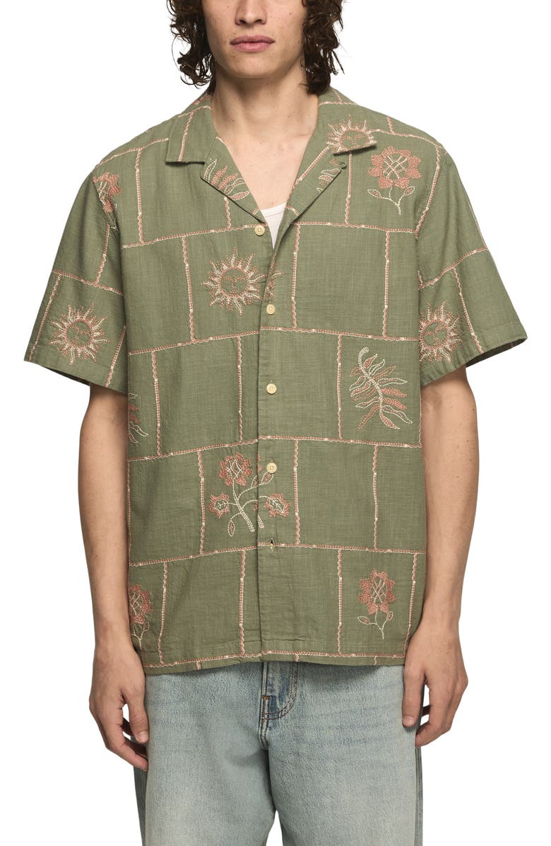 Lucky Brand Embroideree Slub Cotton Camp Shirt, Main, color, 