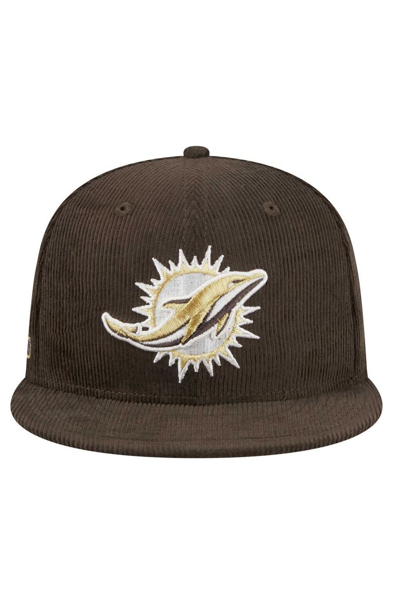 New Era Men's New Era  Brown Miami Dolphins Choco Cord 59FIFTY Fitted Hat, Alternate, color, Brown
