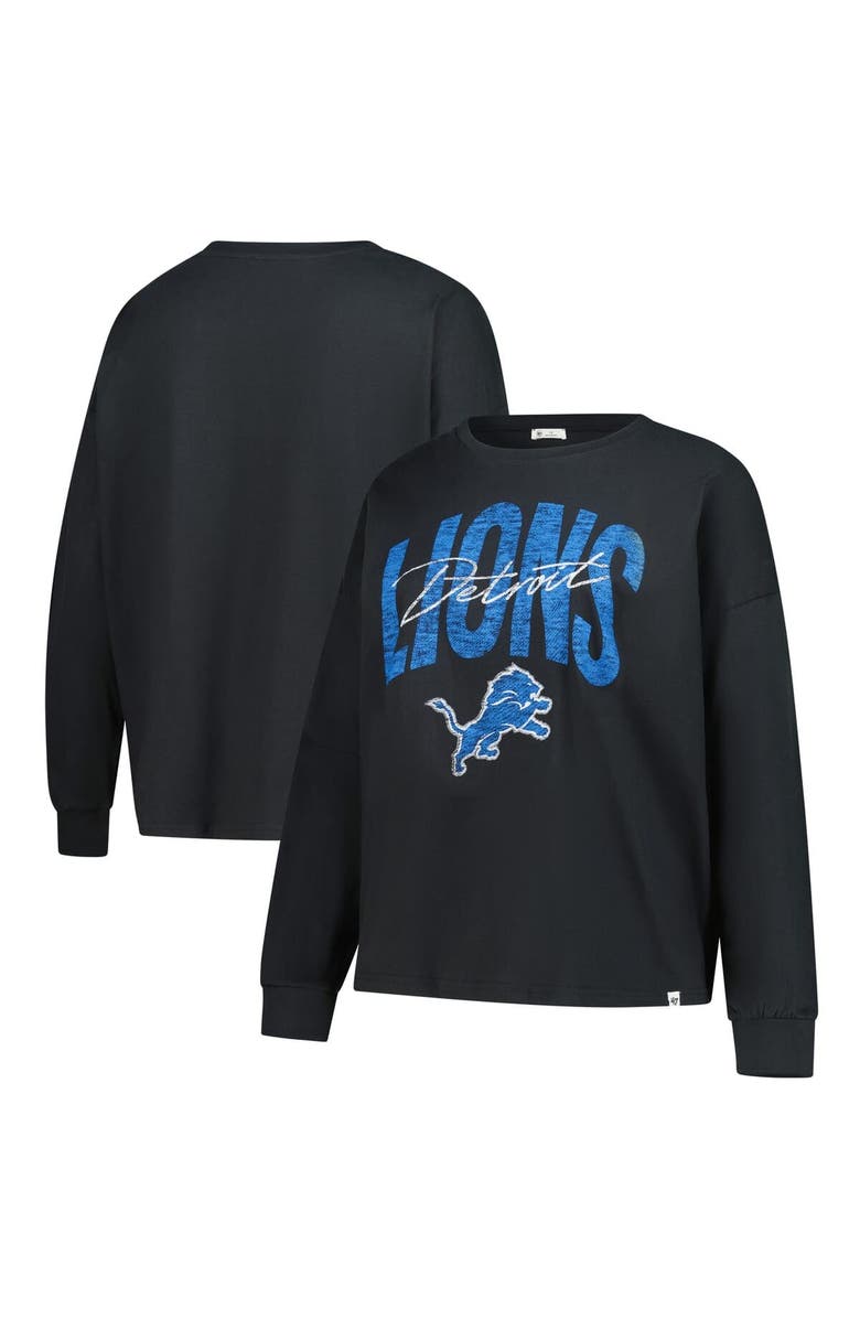 '47 Women's '47 Black Detroit Lions Plus Size Muse Sydney Long Sleeve T-Shirt, Main, color, Black