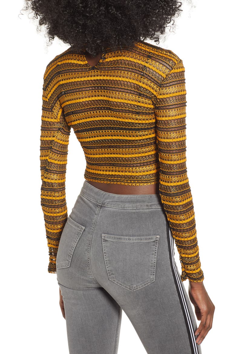 Stripe Lace Crop Top, Alternate, color, YELLOW MULTI