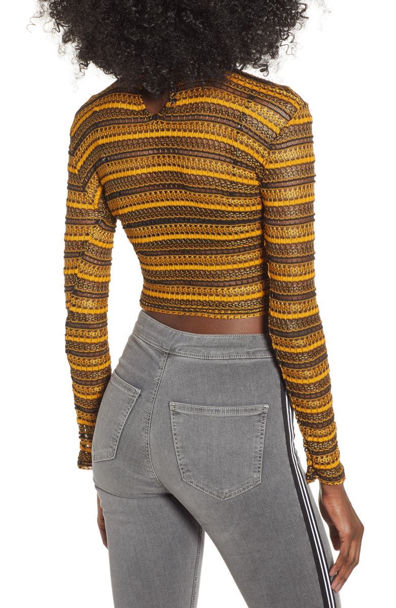 Topshop Stripe Lace Crop Top, Alternate, color,