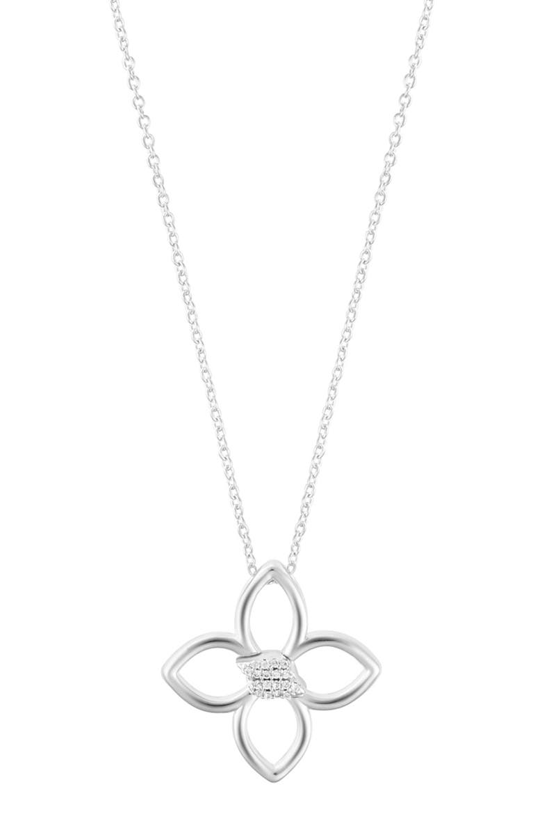 Floral Pendant Necklace, Main, color, SILVER