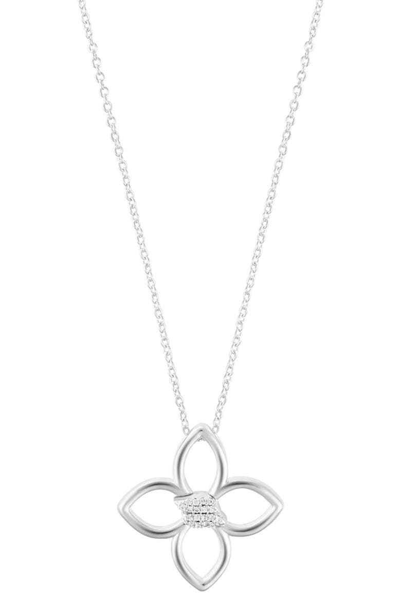 Adornia Floral Pendant Necklace, Main, color, Silver