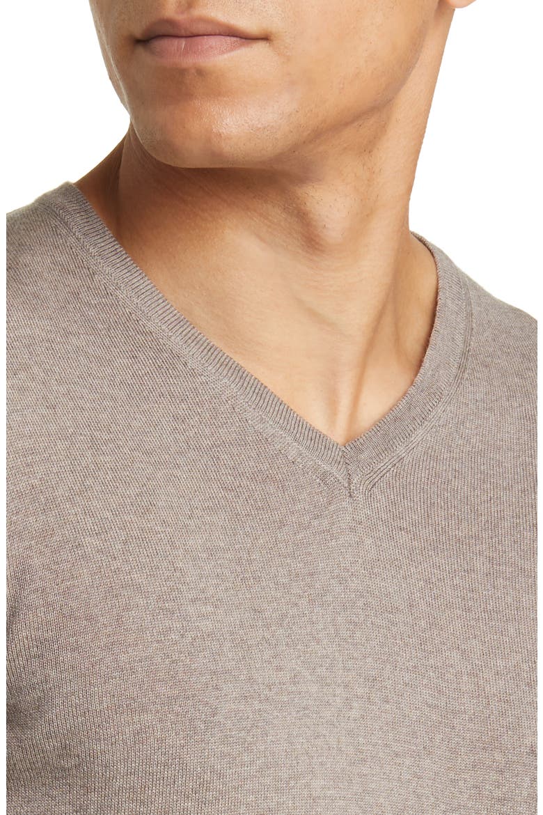 Fine Gauge Merino Wool V-Neck Sweater, Alternate, color, TAUPE