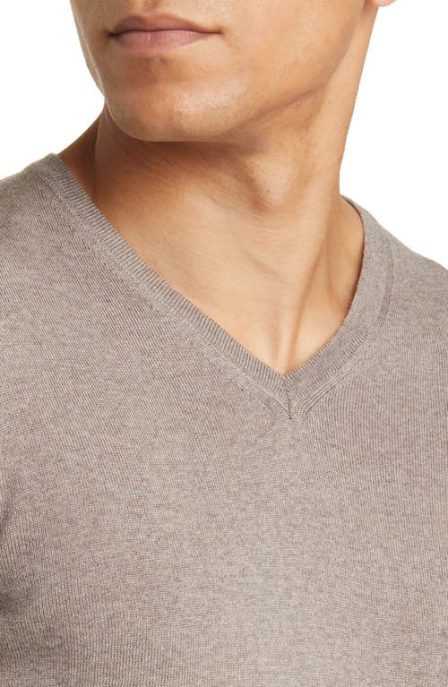 Emanuel Berg Fine Gauge Merino Wool V-neck Sweater In Brown