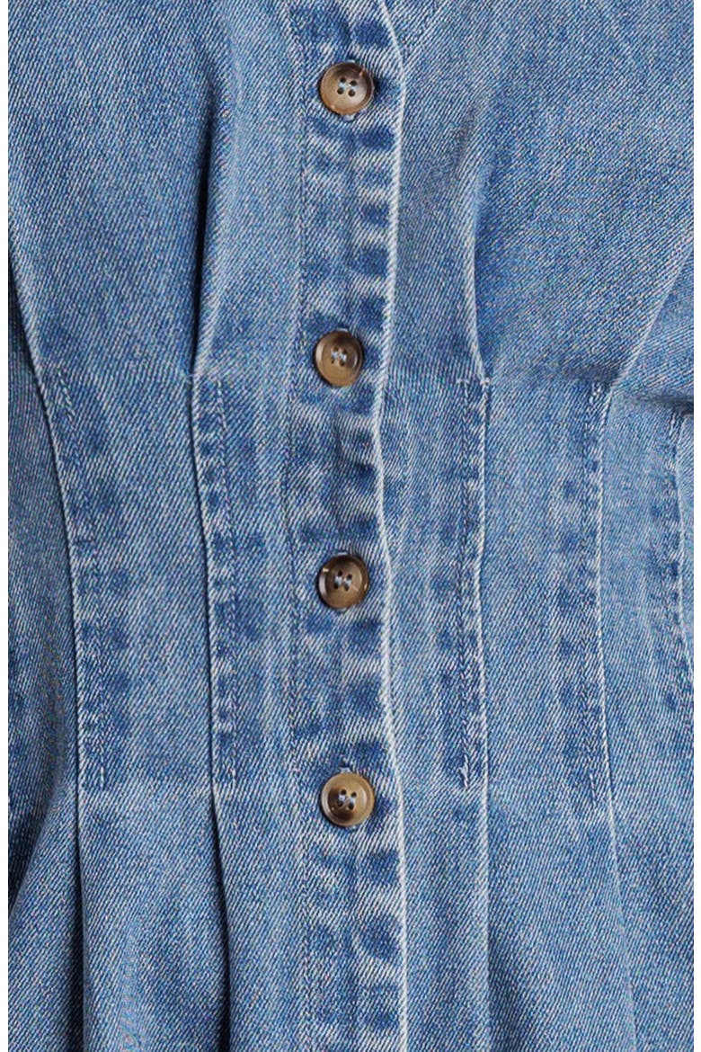 Denim Button Front Midi Dress, Alternate, color, MEDIUM INDIGO
