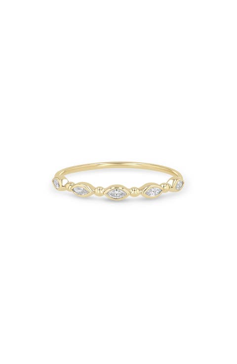 14k Gold Diamond Bead Ring