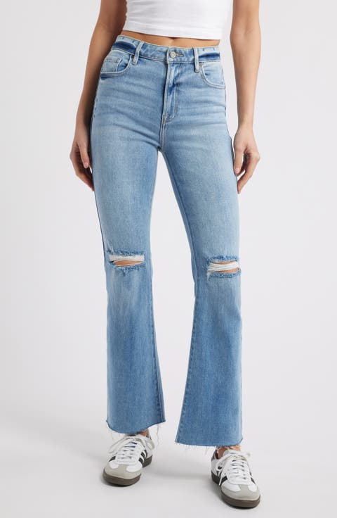 Ripped Mid Rise Flare Jeans