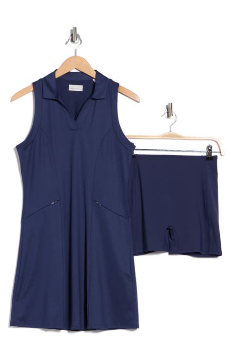 Sleeveless Flounce Mesh Detail Golf Dress