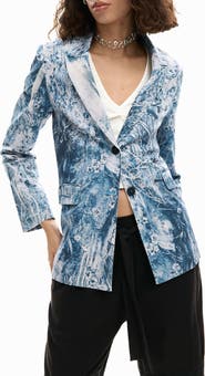 Desigual Floral Mixed Print Stretch Cotton Jacket