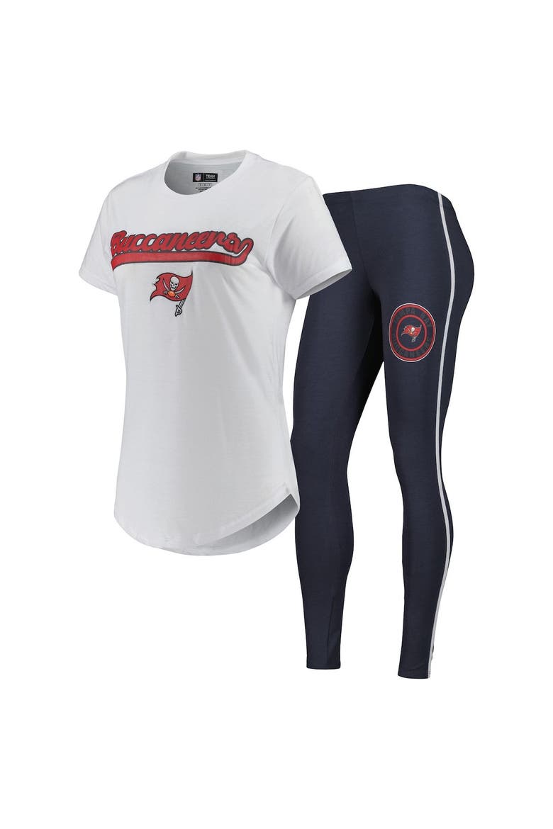 Women's Concepts Sport White/Charcoal Tampa Bay Buccaneers Sonata T-Shirt & Leggings Sleep Set, Main, color, White