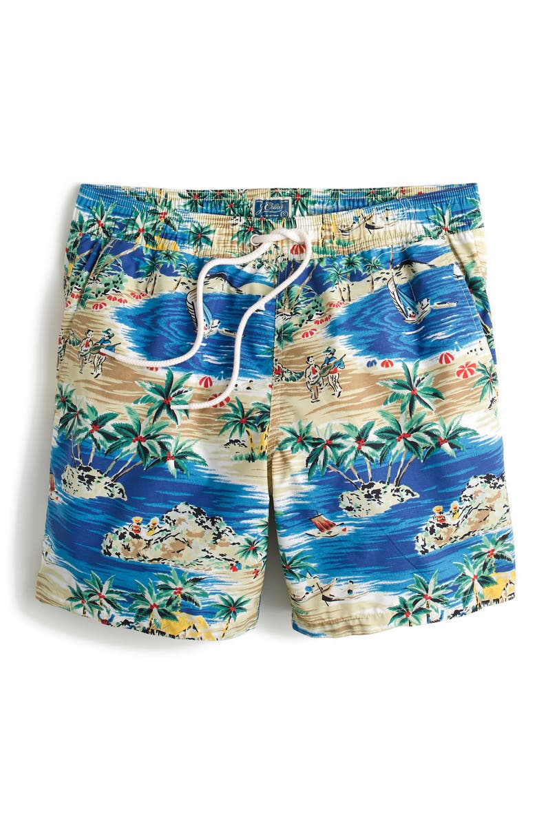 J.Crew Island Print Swim Trunks, Alternate, color,