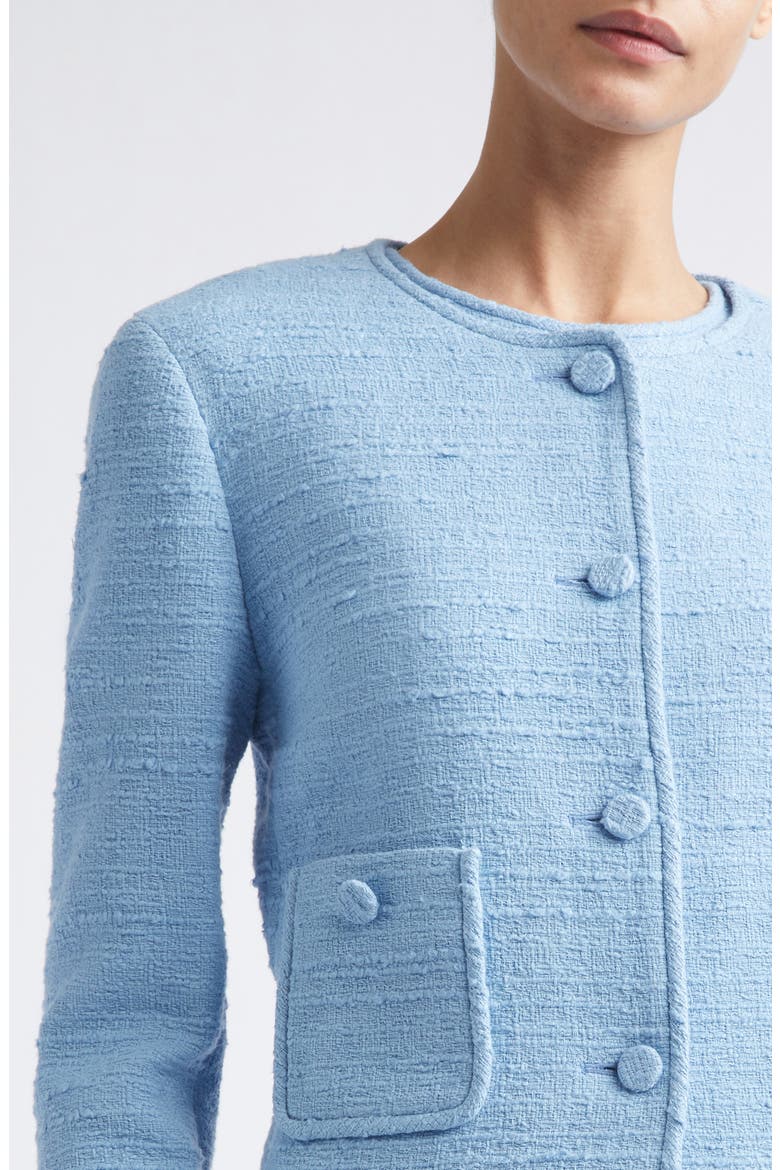 Patch Pocket Tweed Short Jacket, Alternate, color, BLUE OASIS