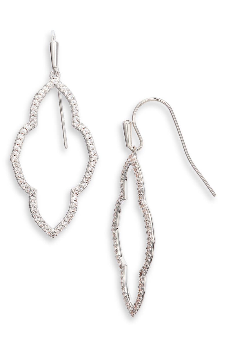 Kendra Scott Small Abbie Drop Earrings, Main, color, Rhod Metal