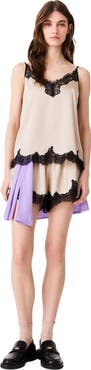 maje Satin top with lace details