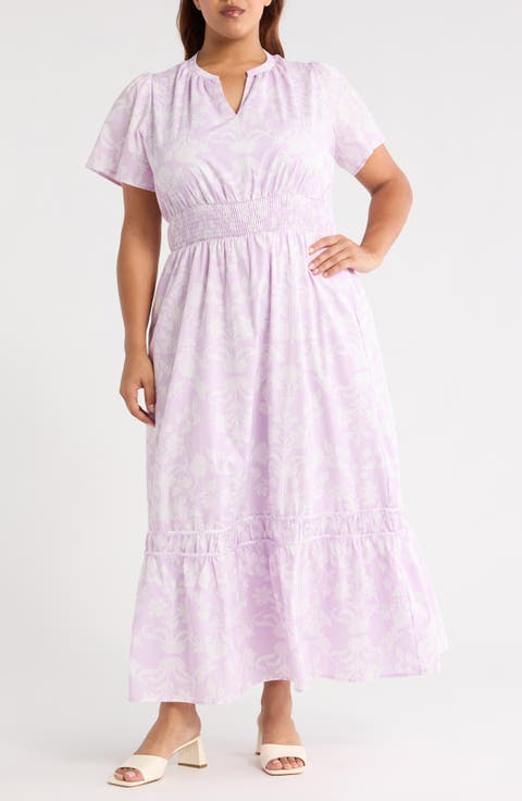 Emme Floral Print Smocked Maxi Dress (Plus)