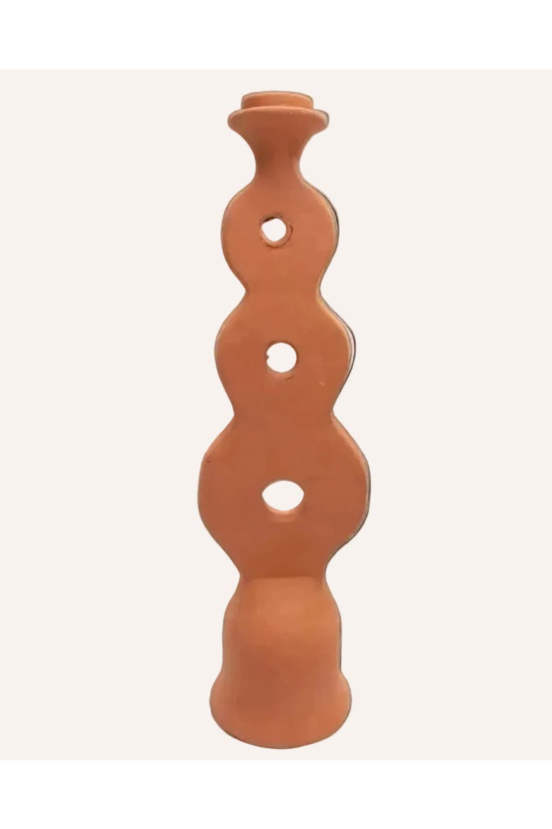Moroccan Unglazed Terracotta Candle Holder - Infinity, Alternate, color, Terracotta