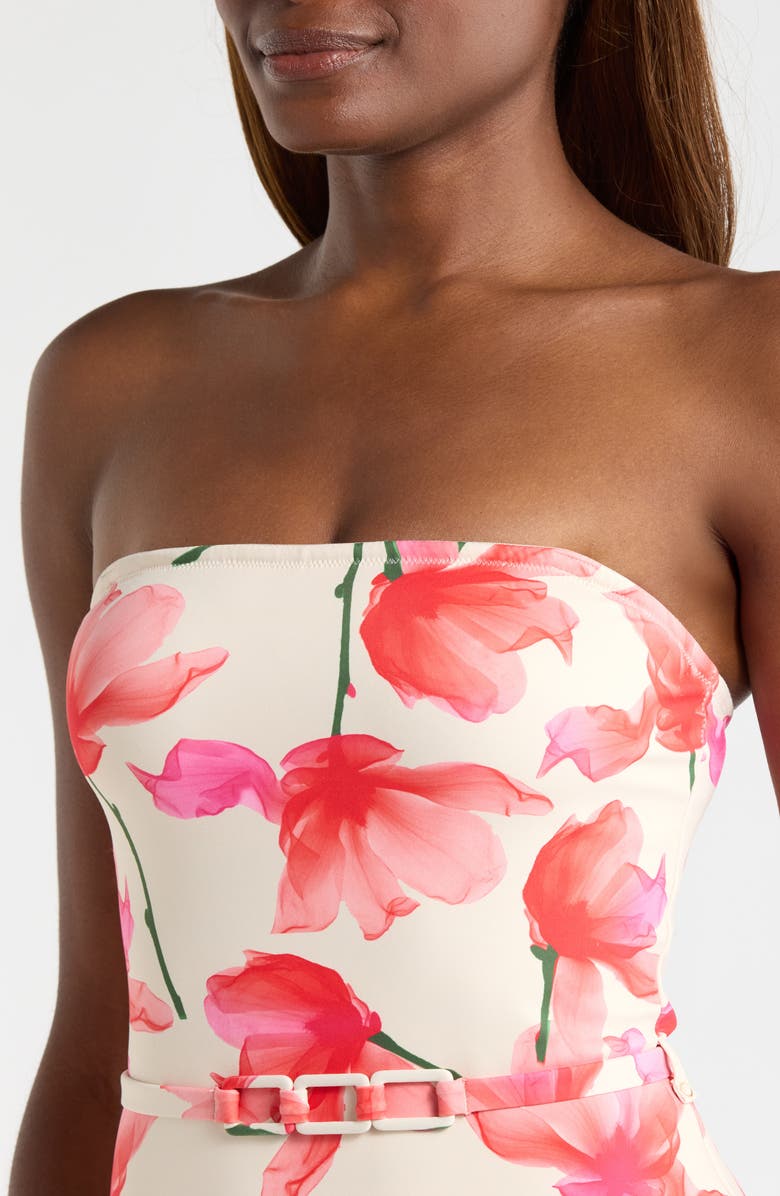 Hutch Chain Belt One-Piece Swimsuit, Alternate, color, Ivory/Red Floral