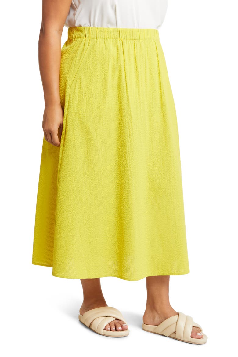 Organic Cotton A-Line Skirt, Alternate, color, SUNBEAM