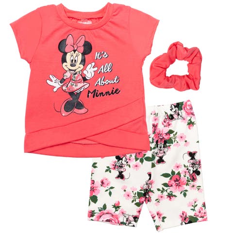 Minnie Mouse T-Shirt and Bike Shorts Set with Scrunchie