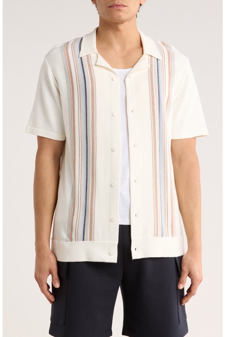 Multi Stripe Knit Camp Shirt, Main, color, WHITE/ BLUE/ GREY MULTI