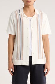 TRUTH Multi Stripe Knit Camp Shirt