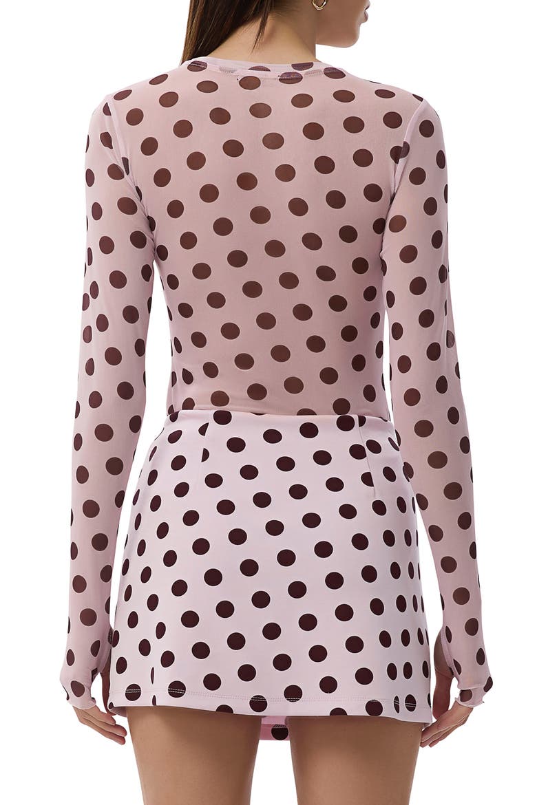 Kaylee Long Sleeve Mesh Top, Alternate, color, ROSE DOT