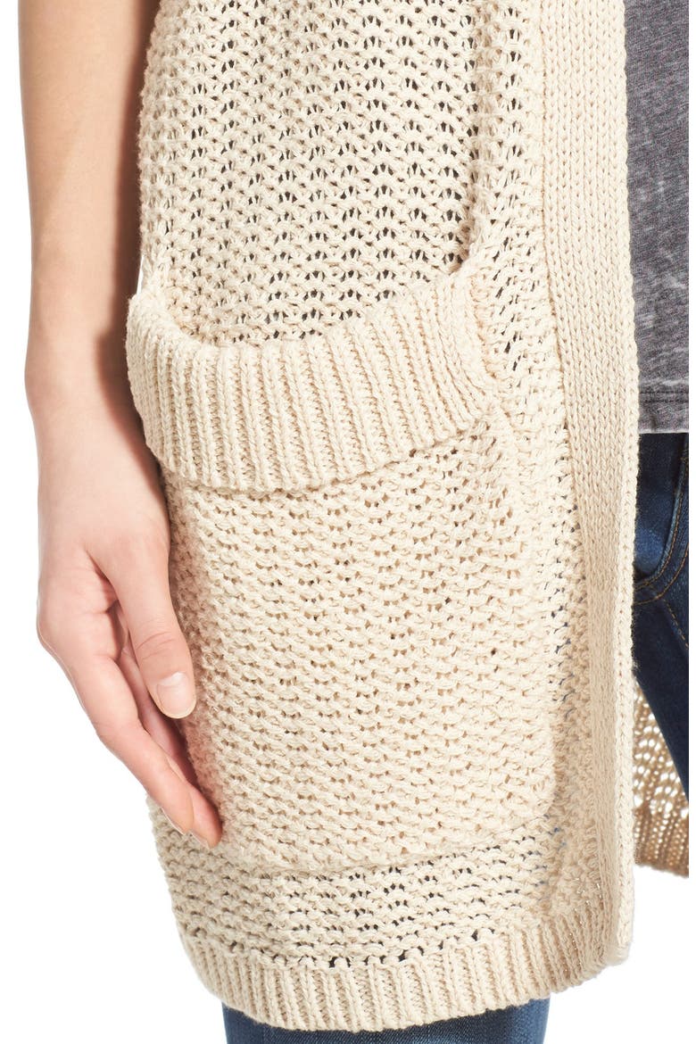 Open Front Cardigan, Alternate, color, IVORY BIRCH
