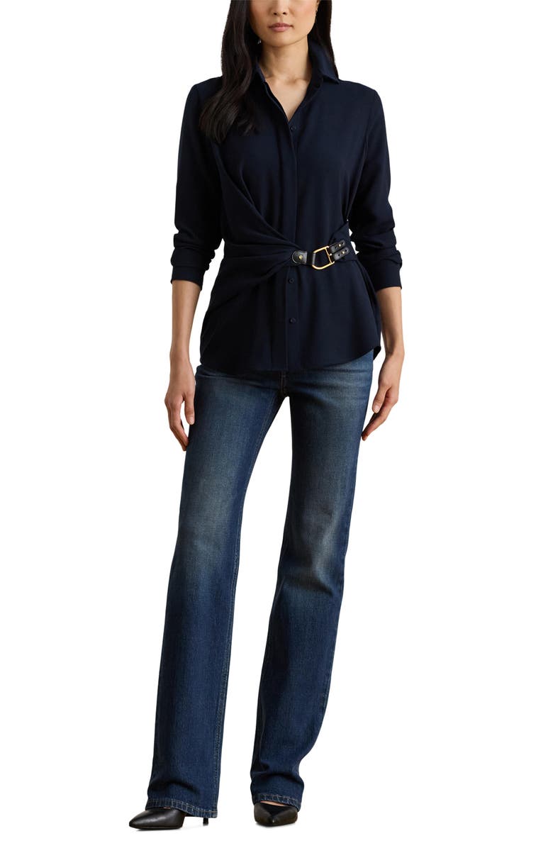Lauren Ralph Lauren Kreshay Button-Up Buckle Top, Alternate, color, Lauren Navy