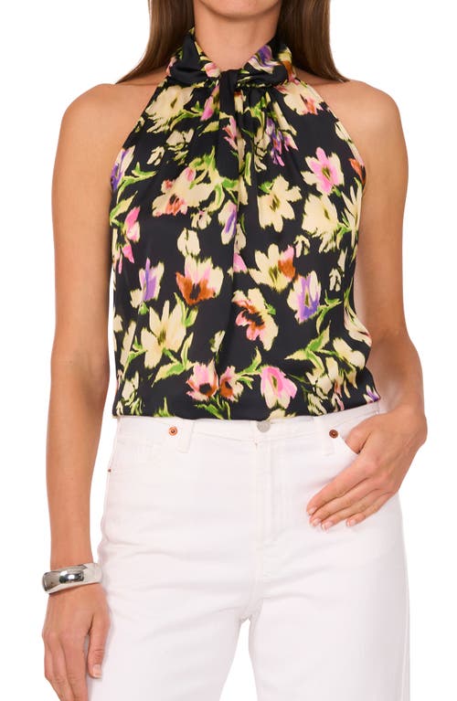 Vince Camuto Floral Sleeveless Top In Rich Black