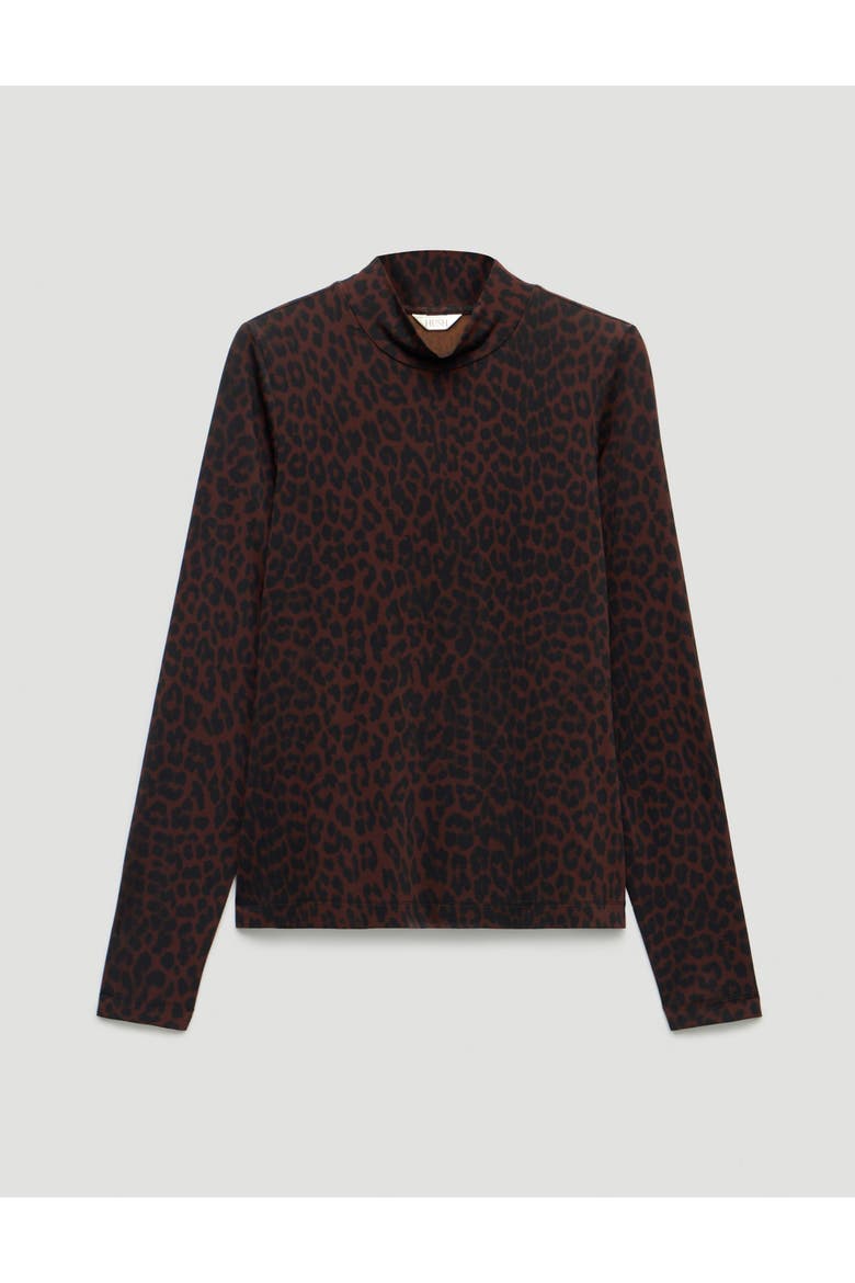 Printed Long Sleeve Top, Alternate, color, Natural Leopard Brown